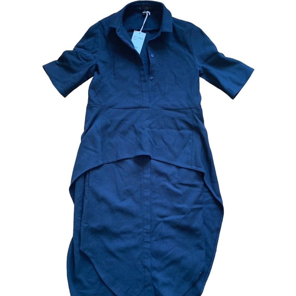 NWT COS 100% wool navy shirt dress